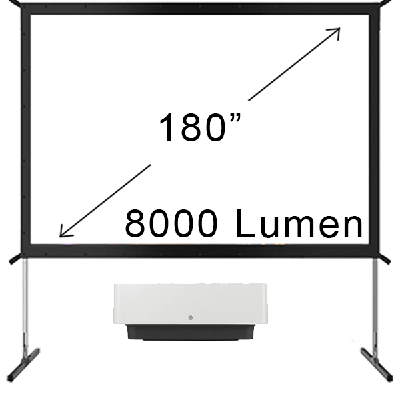 8000 Lumen Projector + 180" Screen Bundle