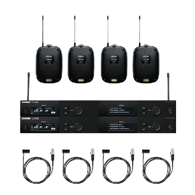 4x Shure SLXD4D/SLXD1/WL185 Wireless Lapel Microphones  