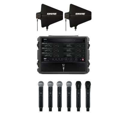 6x Shure SLXD4D/SLXD2/SM58/KSM8 Wireless Microphone Bundle