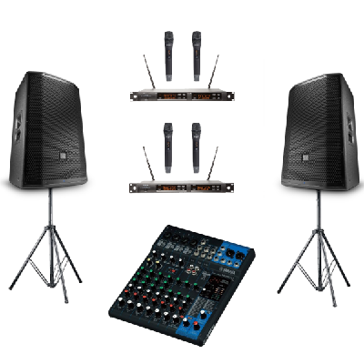 Wireless 4x Microphone & Dual Speaker Bundle